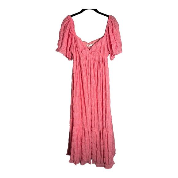 Lush Dresses & Skirts - Lush Pink Short Puff Sleeve Maxi Dress Sweetheart Neckline Size Medium